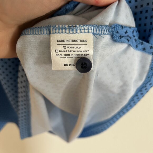 Mizzen + Main Versa Polo Shirt XXL Blue Geo Print Golf Trim Fit Performance - Picture 7 of 7